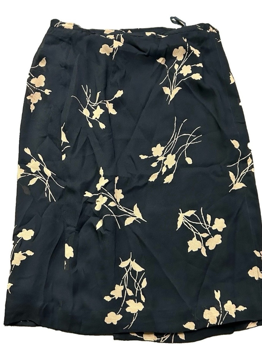 Women’s Talbots Petites Black Skirt Gold Floral Detail Size 14